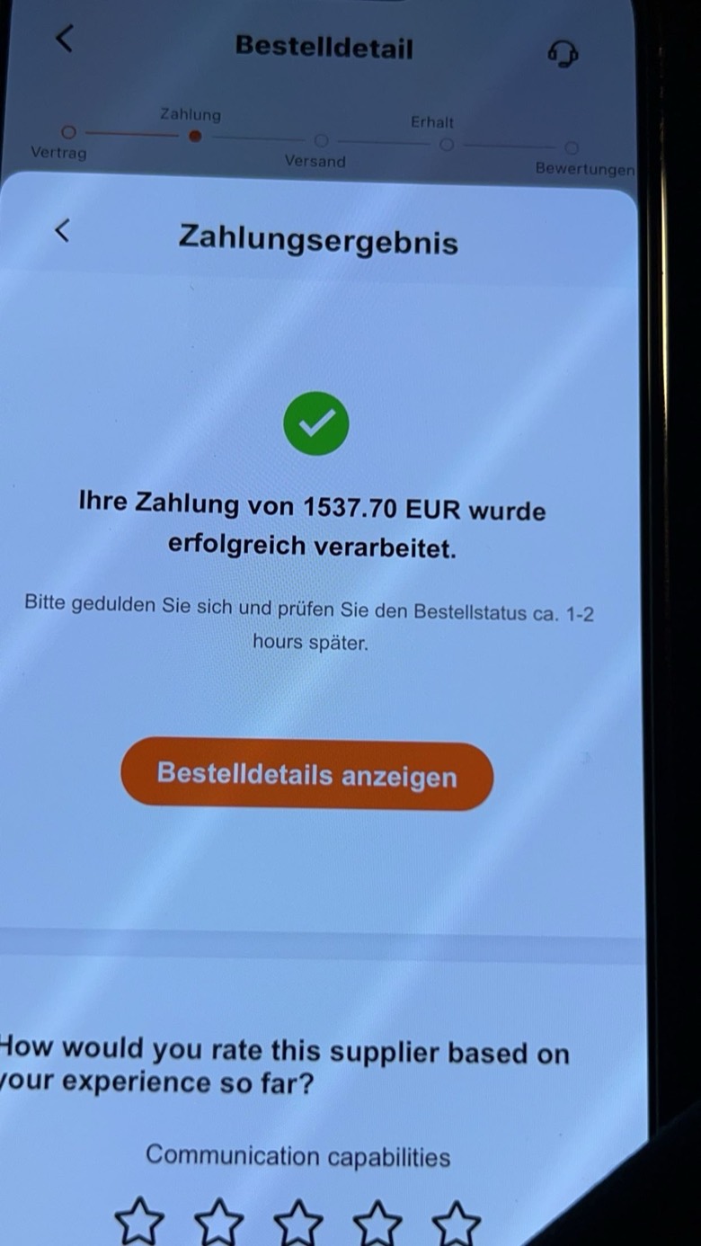 Die erste große Bestellung